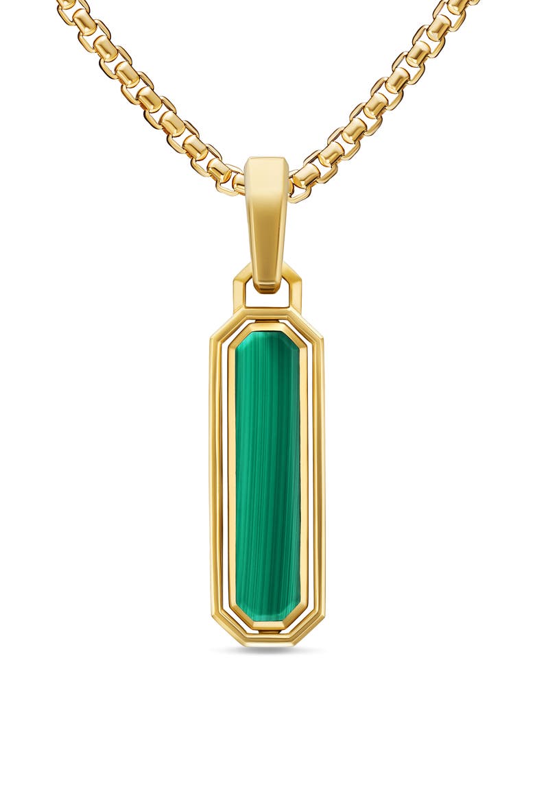 Streamline® Inlay Amulet in 18K Yellow Gold, 30.7mm, Main, color, GOLD/ MALACHITE/ ONYX