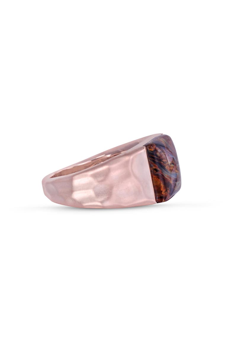 Red Pietersite Textured Sterling Silver Men Signet Ring, Alternate, color, 14KT Rose Gold Vermeil