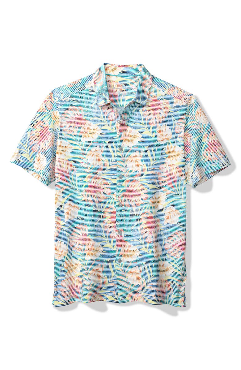 Tommy Bahama Costa Wave Positana Palms Short Sleeve Button-Up Shirt, Main, color, Lychee