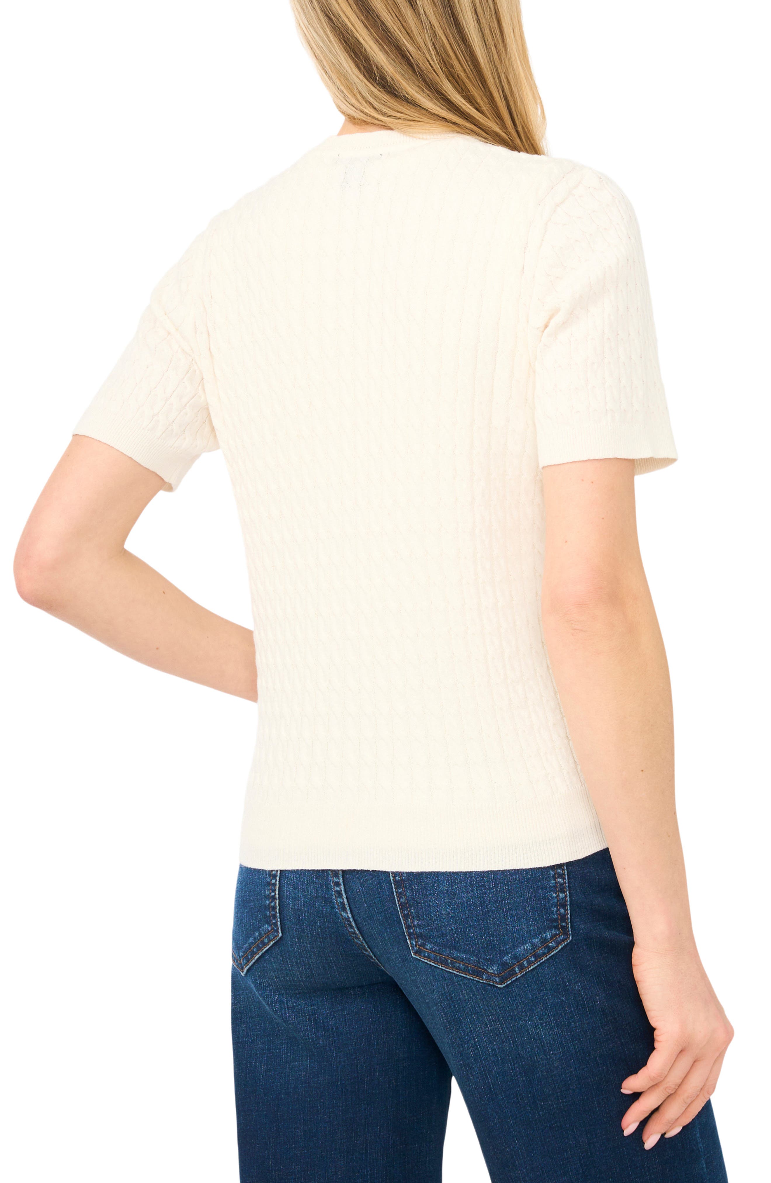 Cable Knit Cotton Button Front Cardigan - image 2
