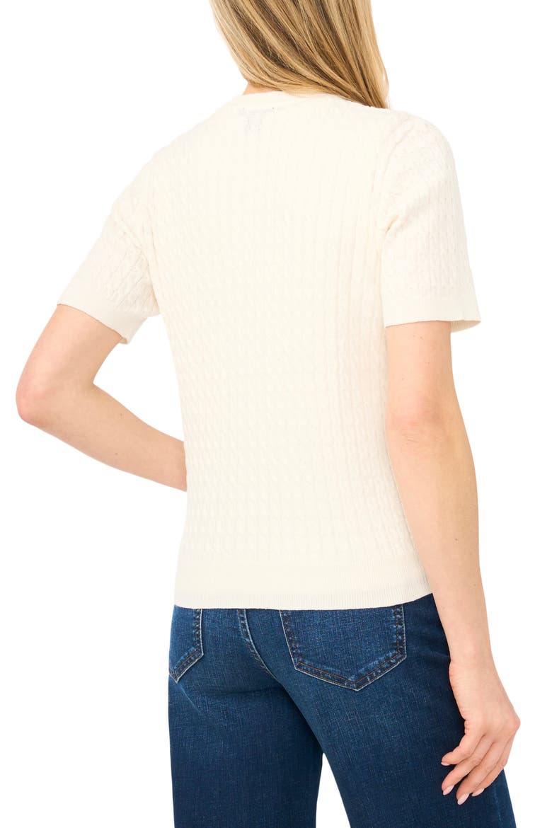 Cable Knit Cotton Button Front Cardigan, Alternate, color, NEW IVORY