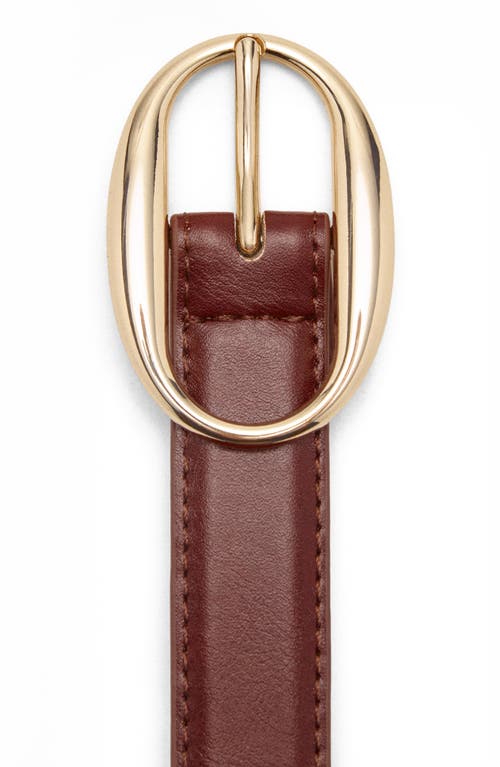 Mango Oval Bucket Faux Leather Belt In Brown