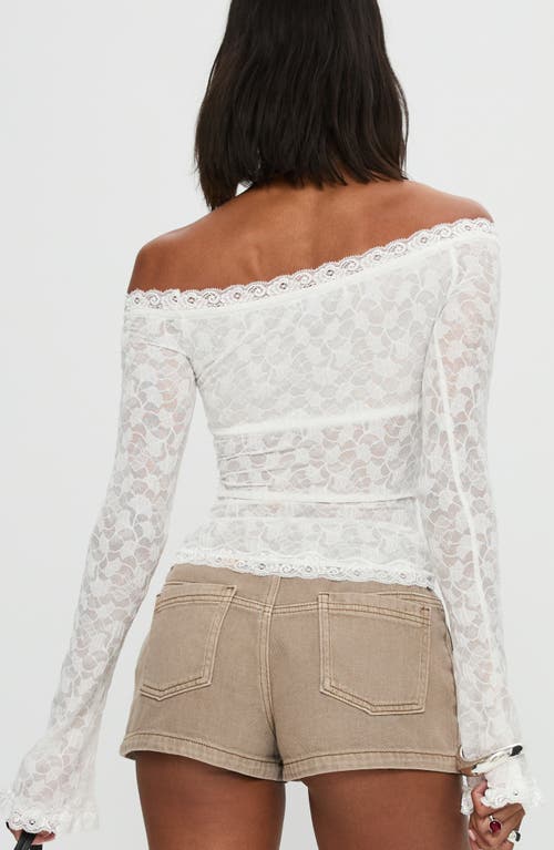 Princess Polly Mochapella Off The Shoulder Lace Shirt In Brown