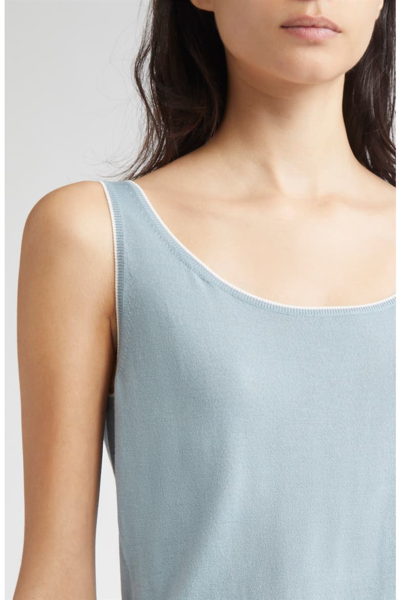 Tipped Merino Wool Sweater Tank, Alternate, color, AQUA AND WHITE
