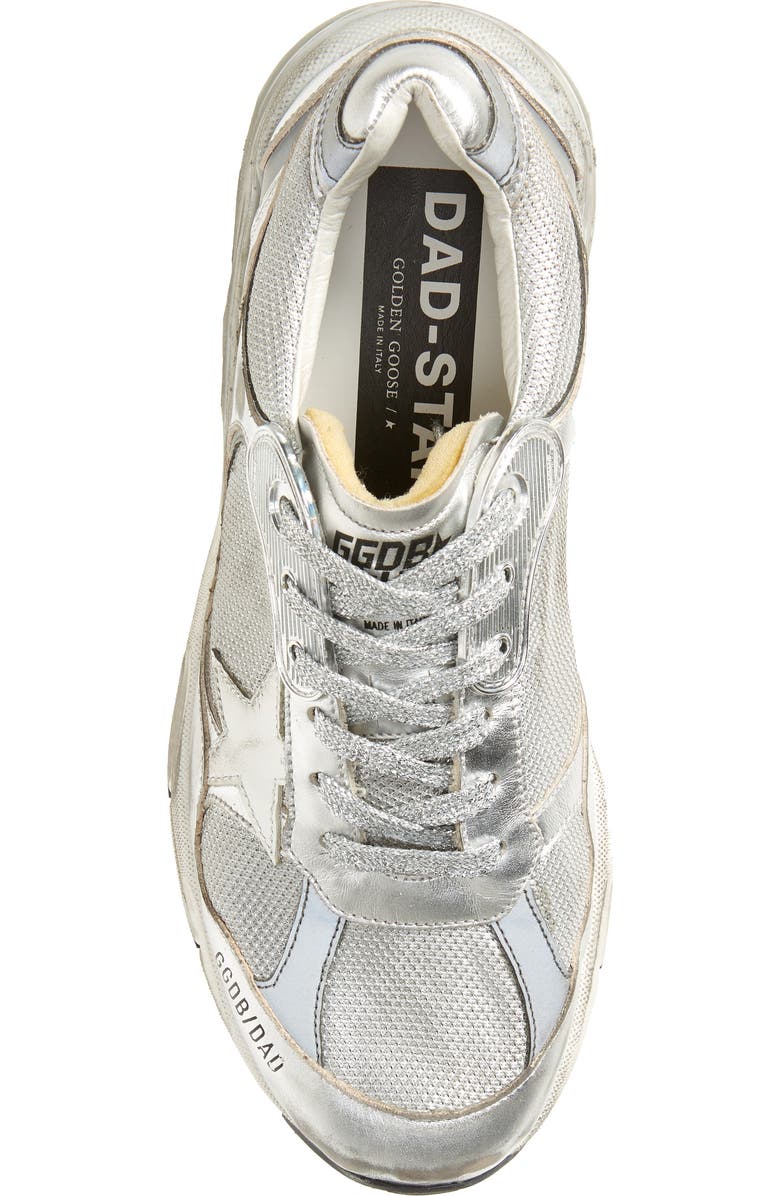 Golden Goose Deluxe Dad-Star Silver Low Top Sneaker, Alternate, color,