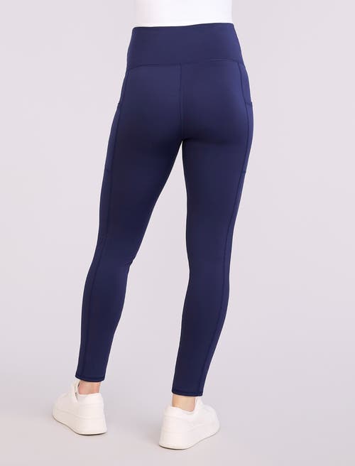 Motherhood Maternity Over The Belly Side Pocket Active Maternity Leggings In Blue