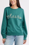 Caslon® Gretchen Imitation Pearl Embellished Balloon Sleeve Sweatshirt