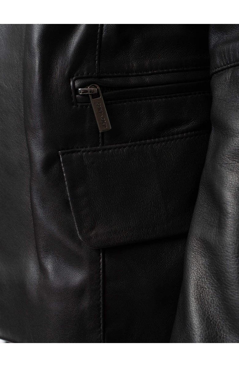 Saint + Sofia Blane Leather Jacket, Alternate, color, Black