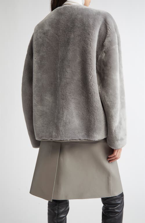 Totême Toteme Teddy Genuine Shearling Clasp Jacket In Gray