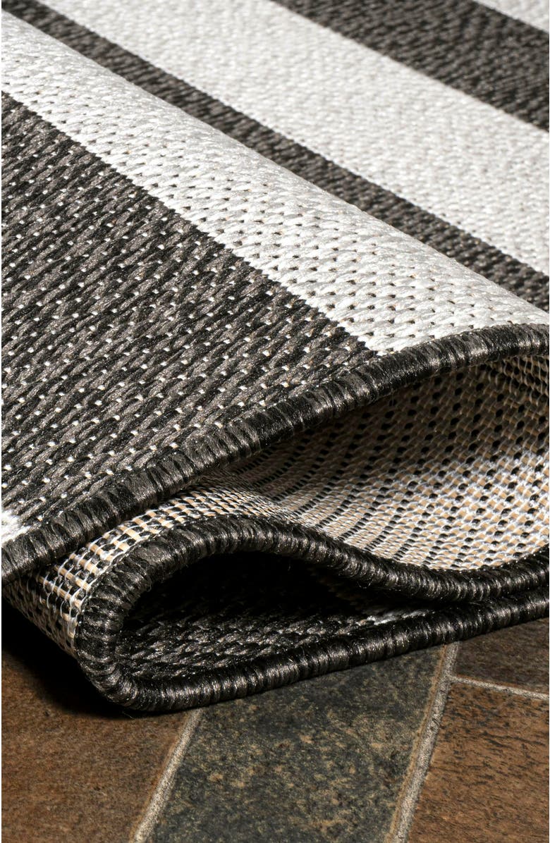 JONATHAN Y Negril Two-Tone Wide Stripe Indoor/Outdoor Area Rug, Alternate, color, Black/Cream