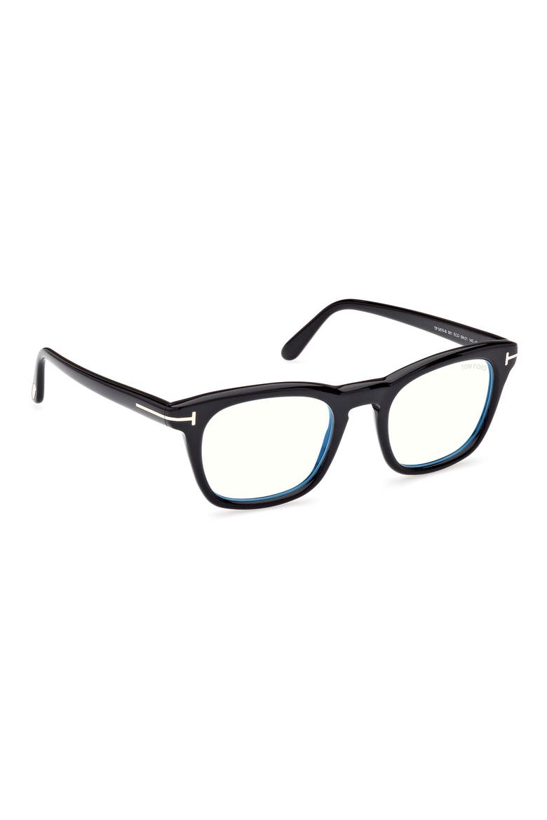 50mm Square Blue Light Blocking Glasses, Alternate, color, SHINY BLACK