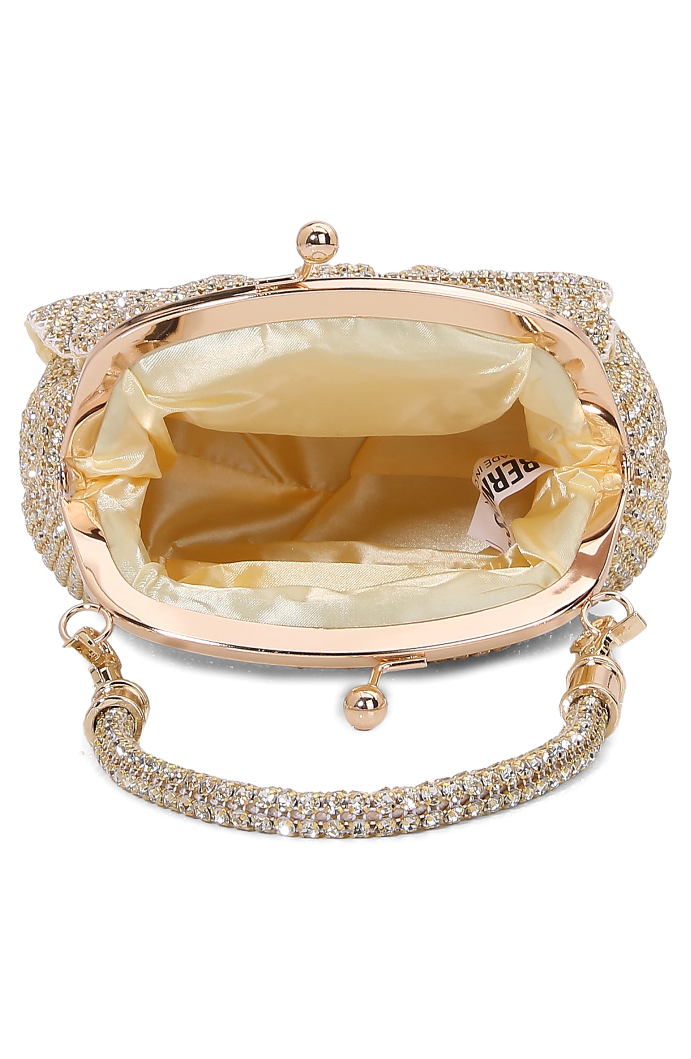 Rhinestone Embellished Bow Handbag, Alternate, color, GOLD