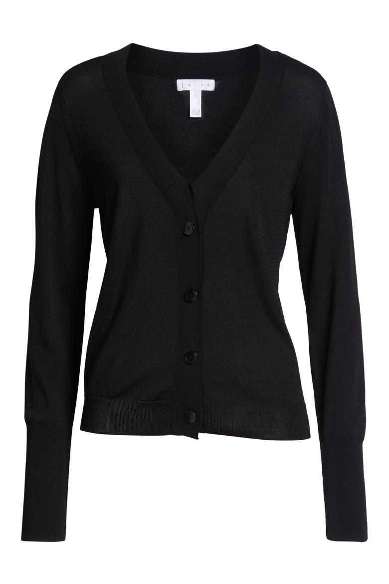Slim Cardigan, Alternate, color, BLACK