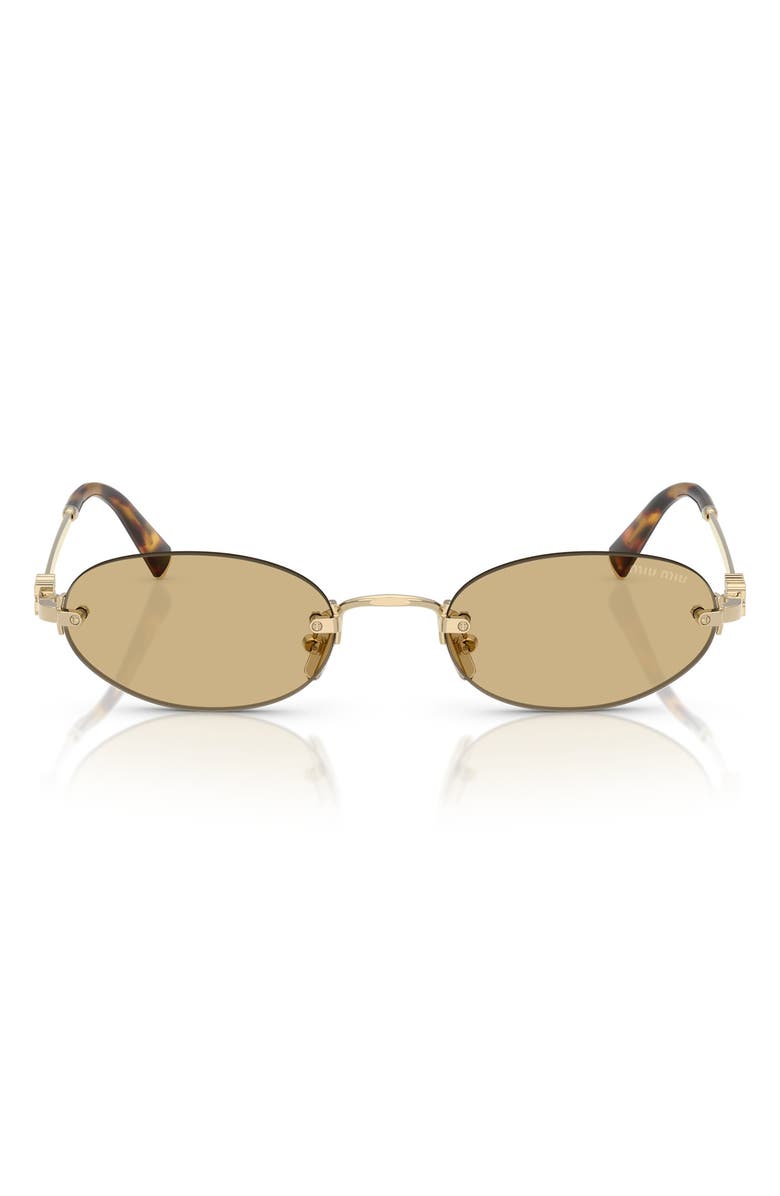 Miu Miu 51mm Oval Rimless Sunglasses, Main, color, Pale Gold/ Yellow