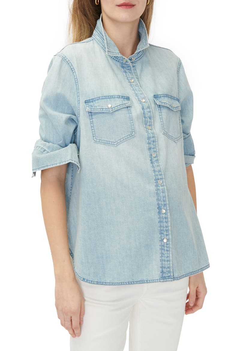 The Denim Maternity Nursing Friendly Shirt, Main, color, LIGHT WASH