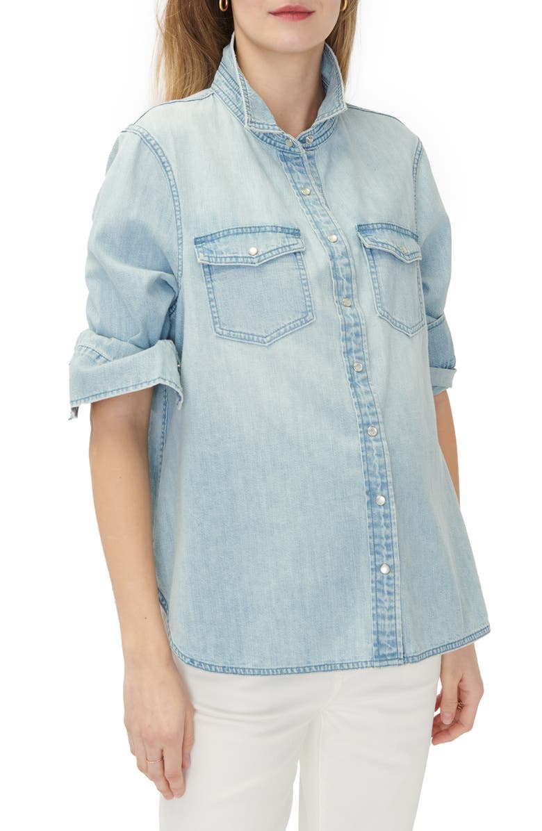 HATCH The Denim Maternity Nursing Friendly Shirt, Main, color, Light Wash