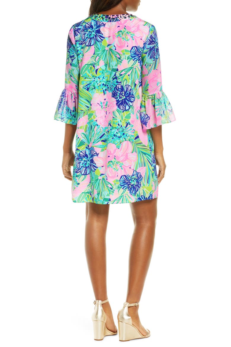 Elenora Floral Silk Shift Dress, Alternate, color, MULTI ISLAND ESCAPE