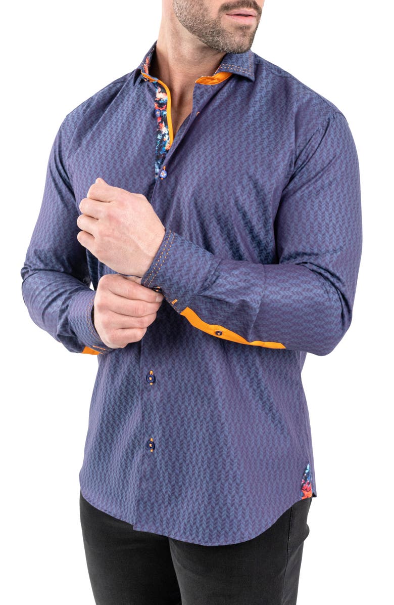 Maceoo Einstein Jacqpique Button-Up Shirt, Alternate, color, Purple
