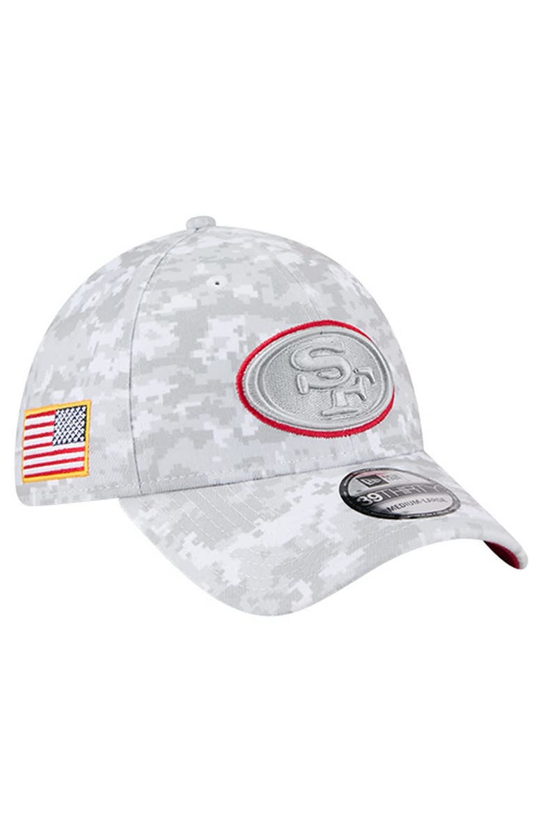 New Era Men
s New Era  White San Francisco 49ers 2025 Salute to Service Digital Camo Fan Pack 39THIRTY Flex Hat, Main, color, 