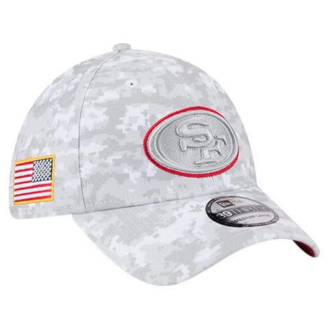 Men
s New Era  White San Francisco 49ers 2025 Salute to Service Digital Camo Fan Pack 39THIRTY Flex Hat