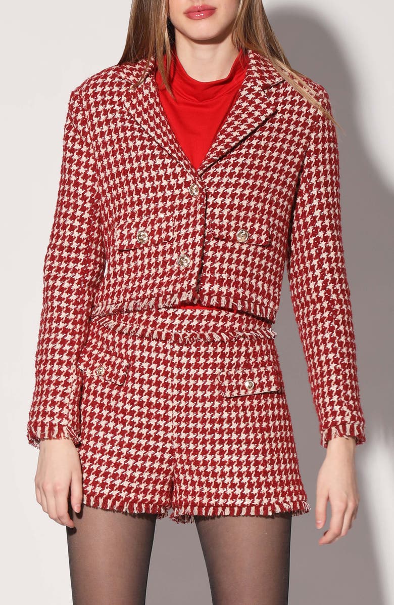 Walter Baker Lyona Houndstooth Jacket, Main, color, Wine Houndstooth