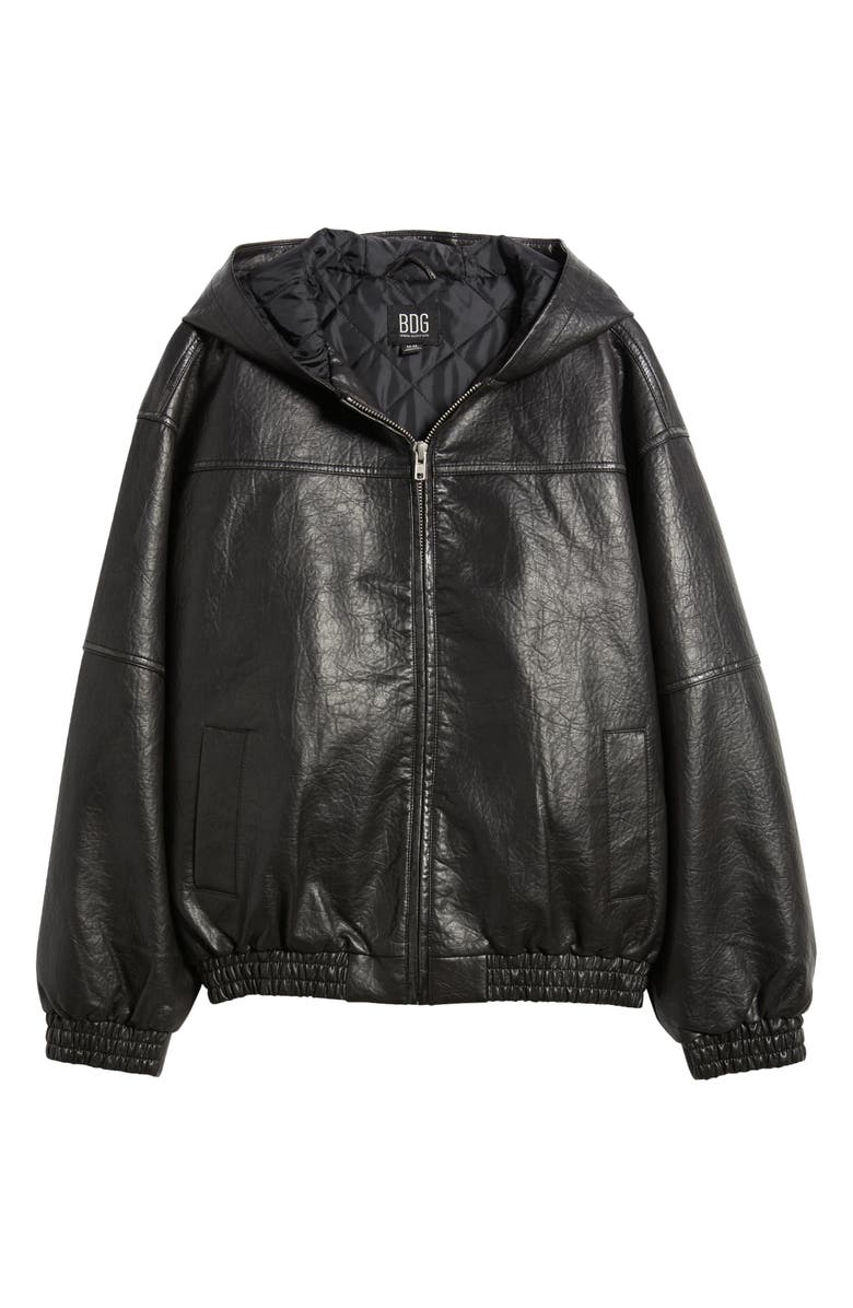 BDG Urban Outfitters Rex Faux Leather Hooded Jacket, Alternate, color, 
