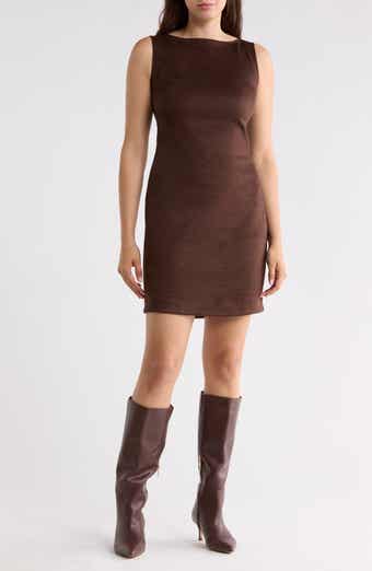 Faux Suede Sleeveless Shift Dress