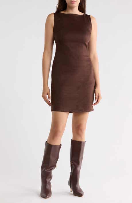 Faux Suede Sleeveless Shift Dress