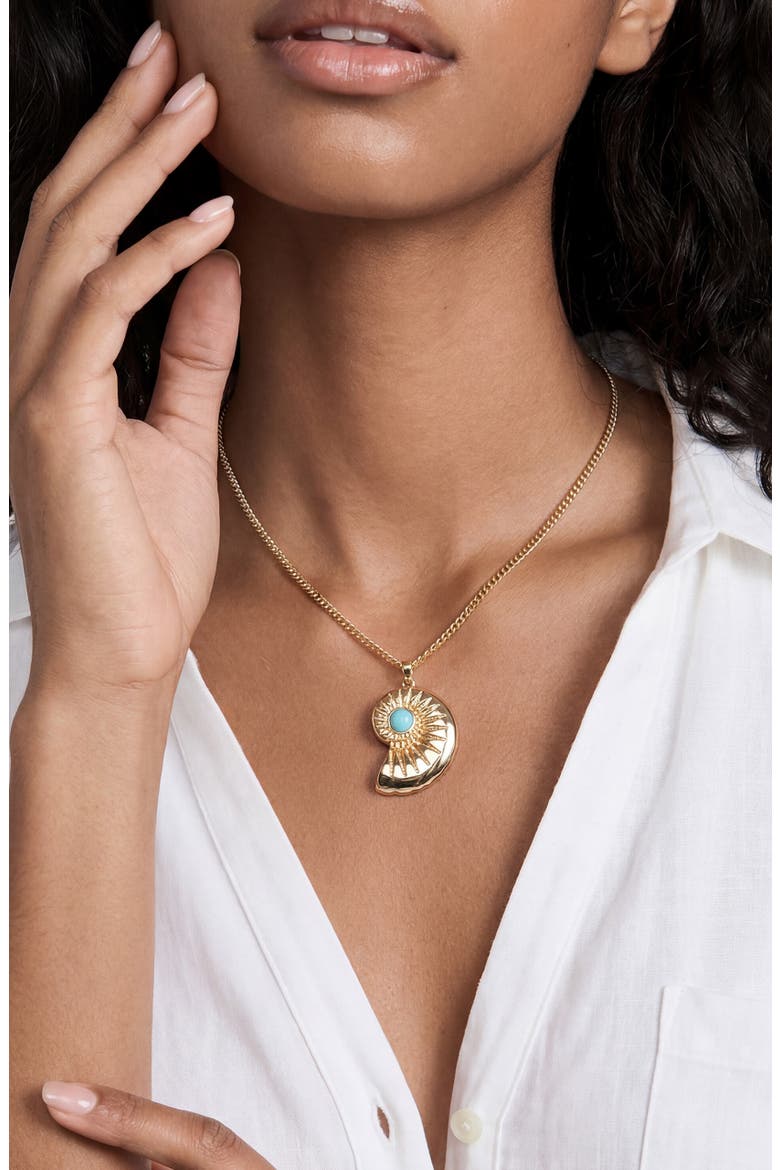 Conch Shell Pendant Necklace, Alternate, color, TURQUOISE