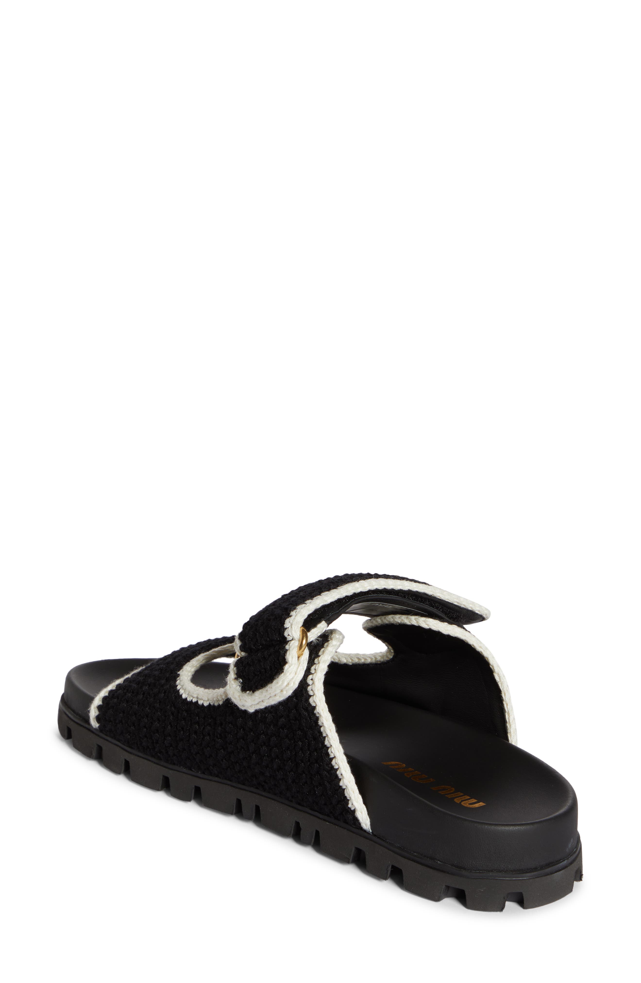 Miu Miu Crochet Double Band Slide Sandal, Alternate, color, 