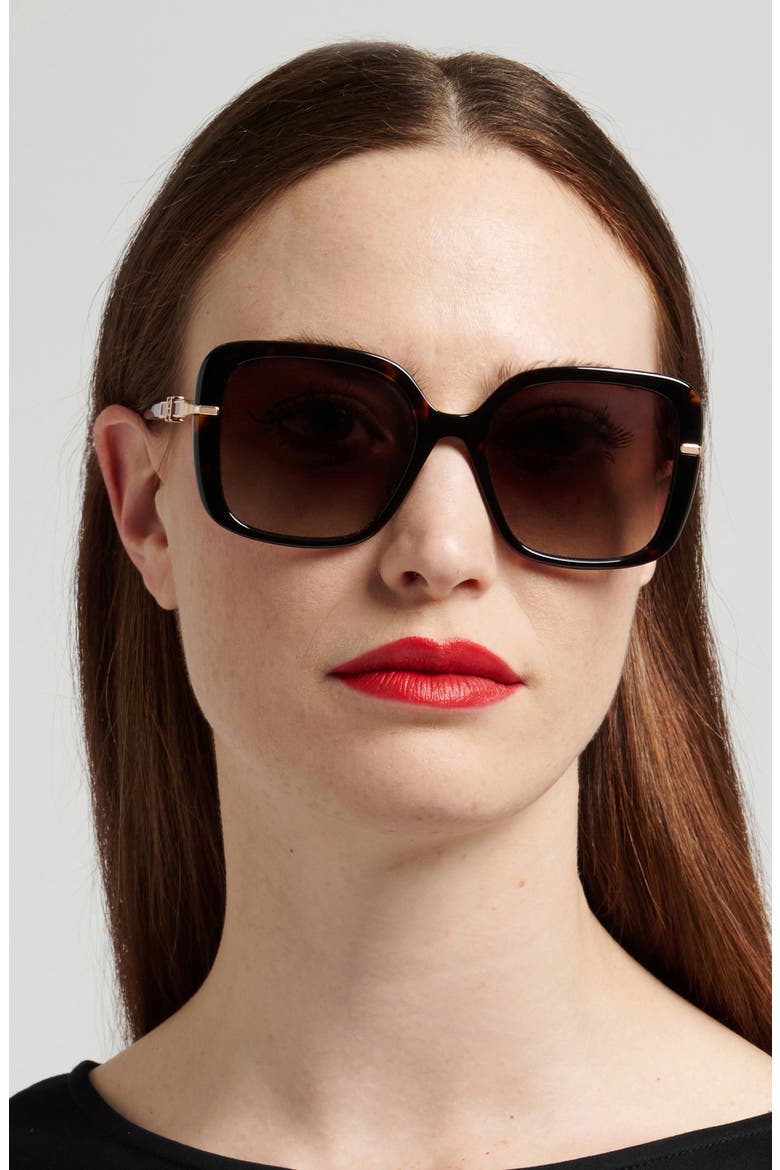 Her 55mm Gradient Square Sunglasses, Alternate, color, HAVANA/ BROWN SF