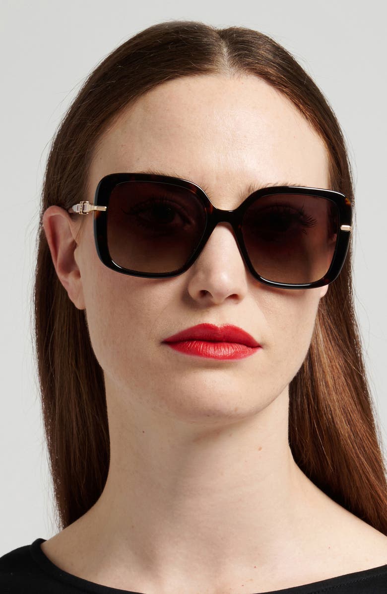 Carolina Herrera Her 55mm Gradient Square Sunglasses, Alternate, color, Havana/ Brown Sf