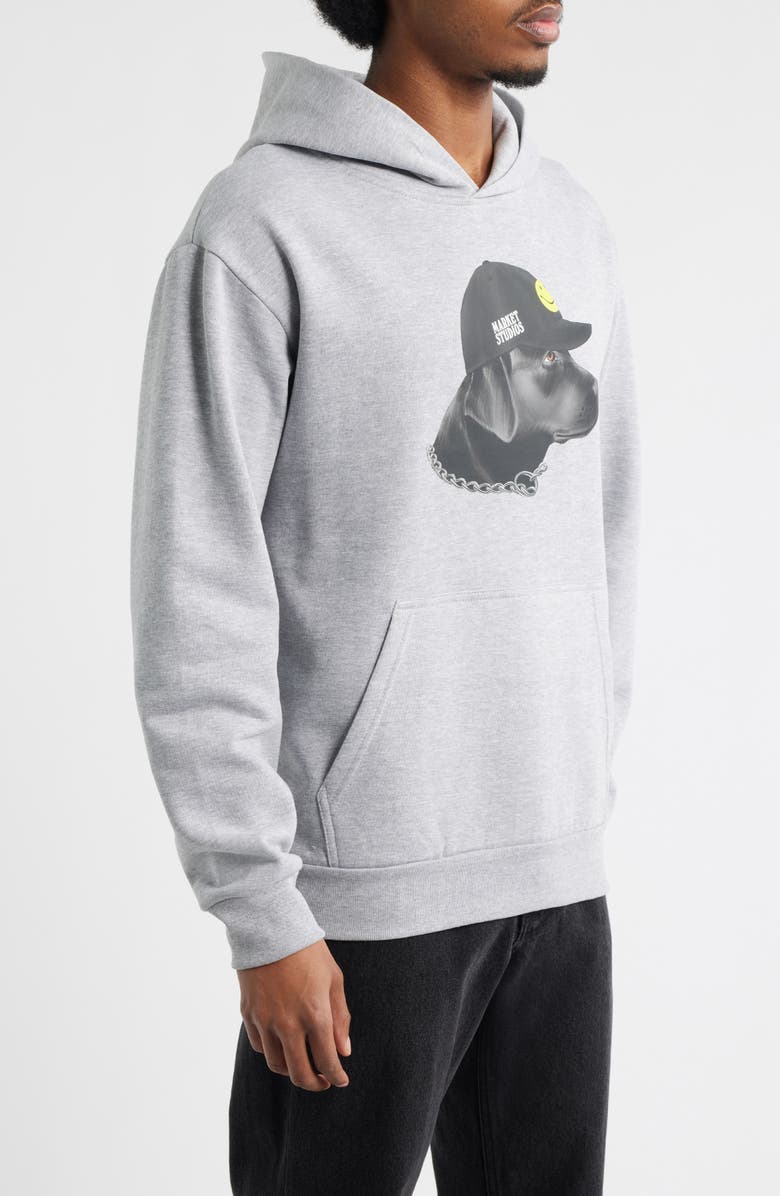 MARKET SMILEY<sup>®</sup> Dog Got Style Cotton Blend Graphic Hoodie, Alternate, color, Ash Grey