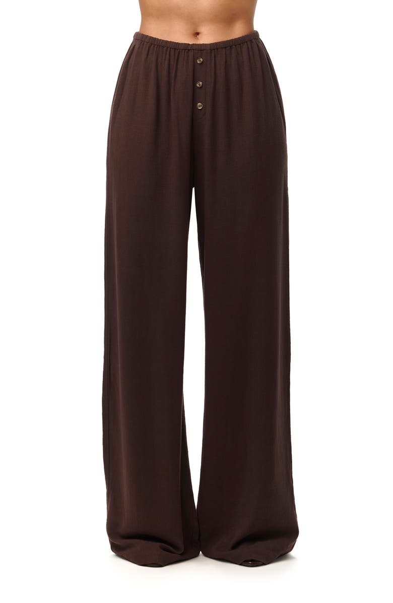 Naked Wardrobe Wide Leg Pants, Main, color, Dark Chocolate