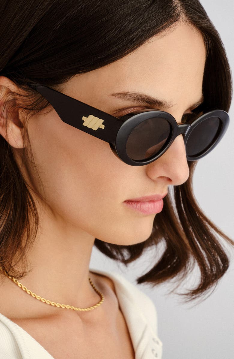 Le Specs Nouveau Vie 50mm Oval Sunglasses, Alternate, color, Black 2