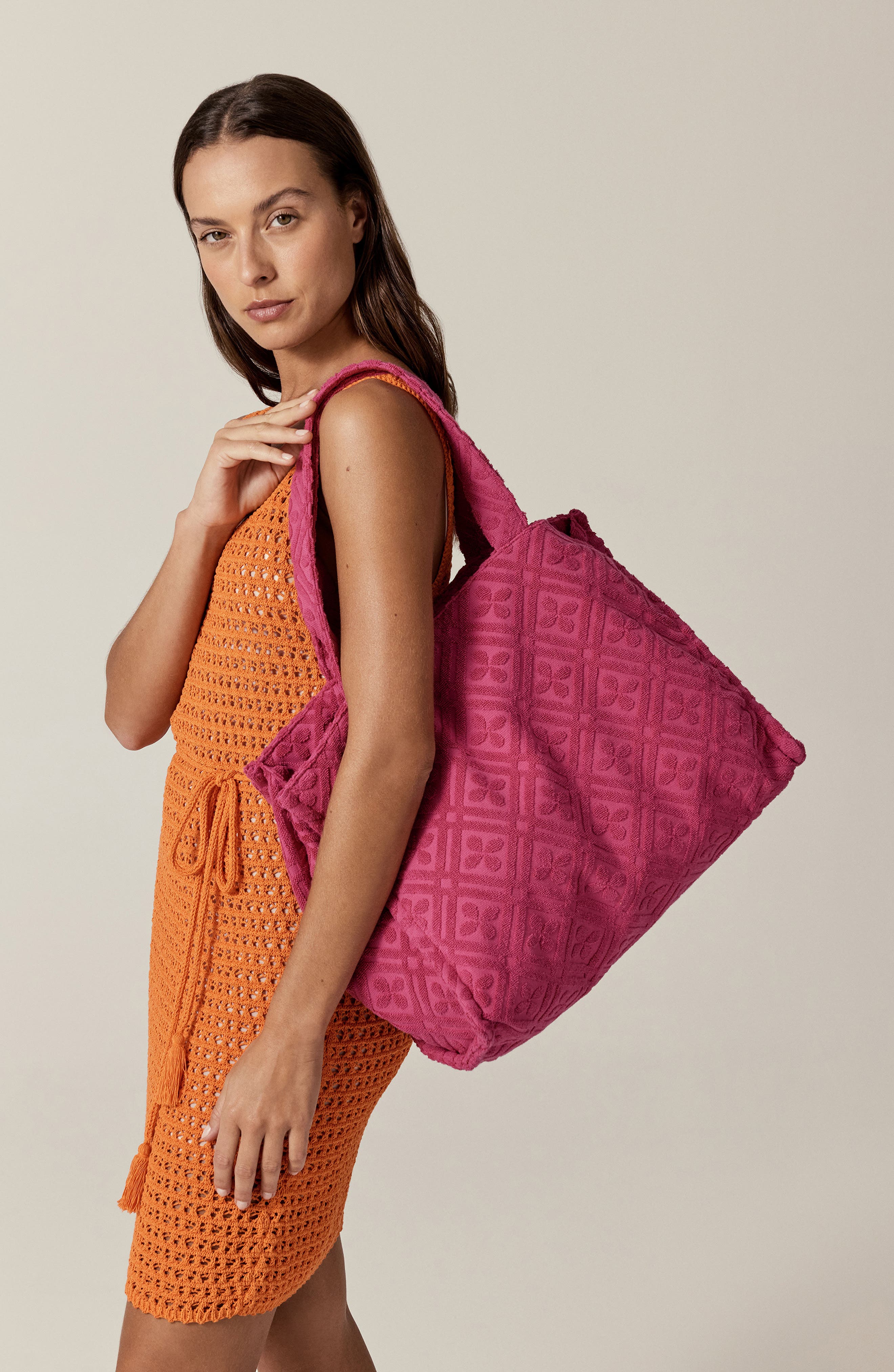 Anika Terry Tote, Alternate, color, BRIGHT PINK