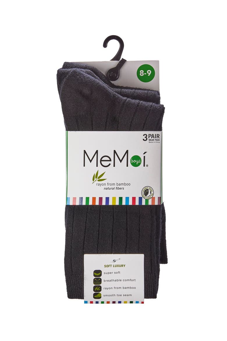 Boys' Ribbed Crew Socks, Alternate, color, Black