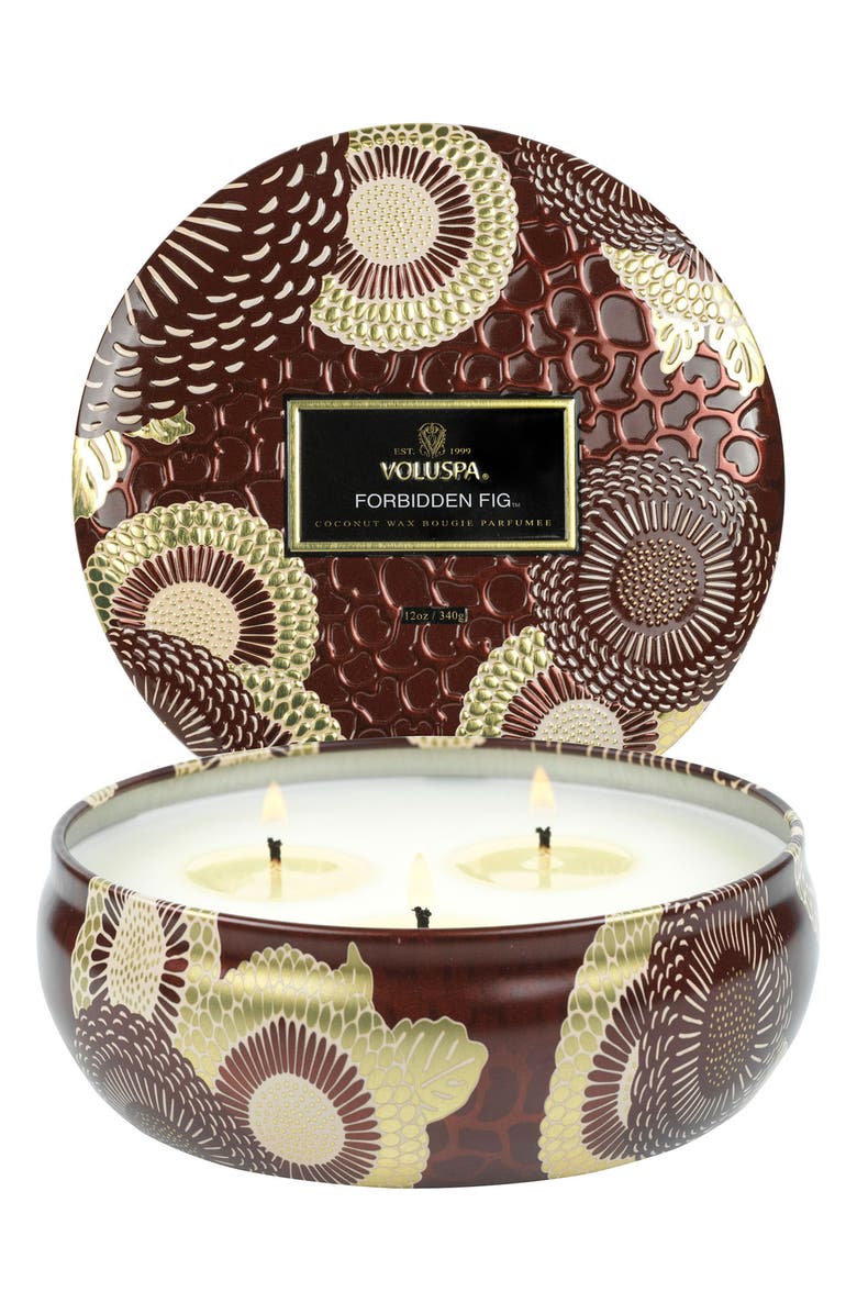 Voluspa Forbidden Fig 3-Wick Tin Candle, Alternate, color, Forbidden Fig