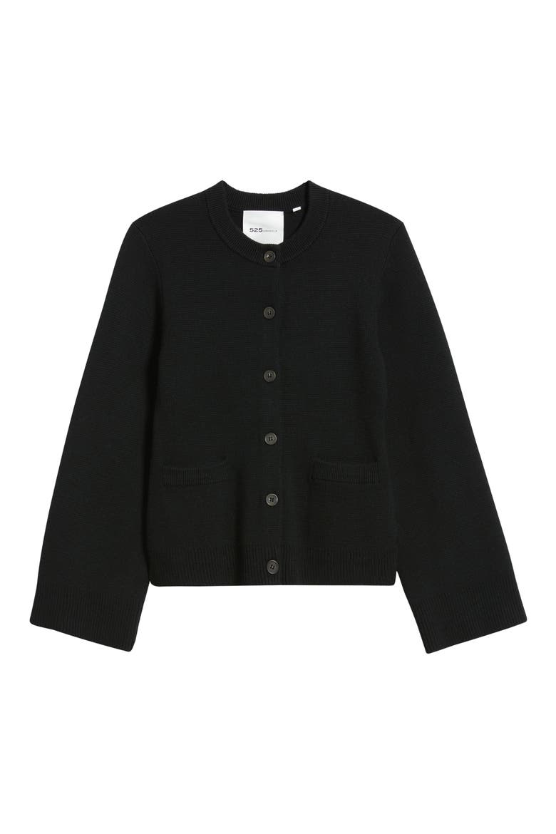 Catherine Wool Cardigan, Alternate, color, BLACK