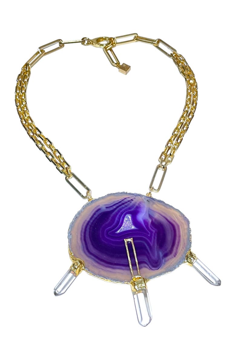 Lunaversoul Mazarine Necklace, Main, color, Gold/Purple
