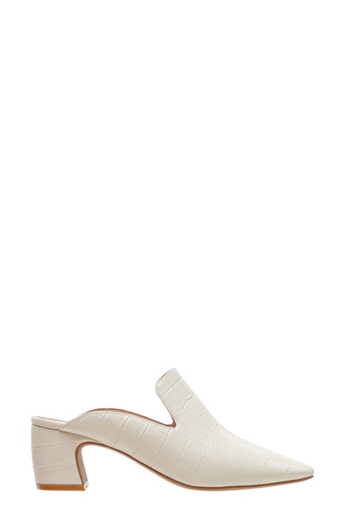 Linea Paolo Giselle Croc Embossed Mule In Ivory