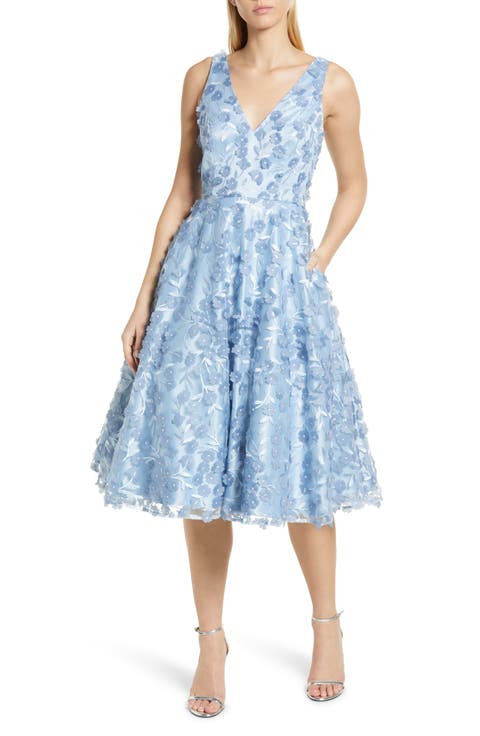 3D Appliqué Fit & Flare Cocktail Dress