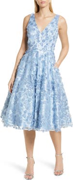 Eliza J 3D Appliqué Fit & Flare Cocktail Dress