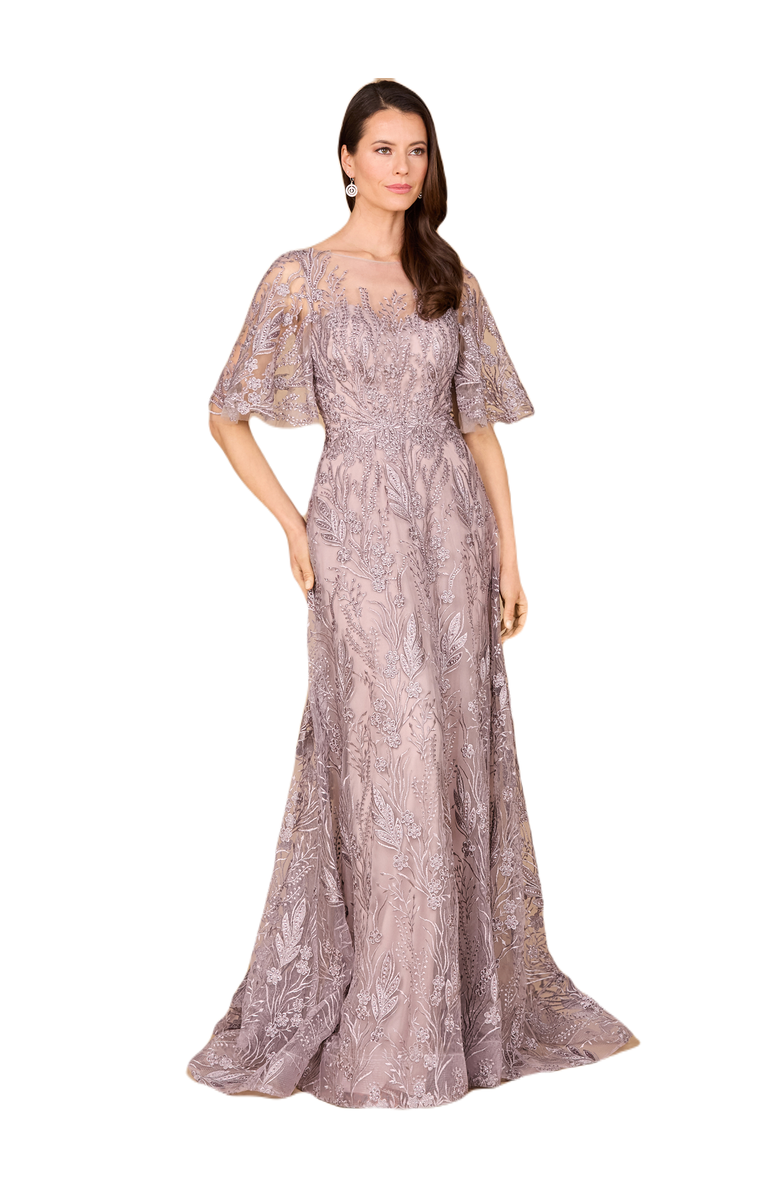 LARA New York Modest, Cape Sleeve A-line Gown, Main, color, Dusty Lavender