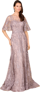 LARA New York Modest, Cape Sleeve A-line Gown