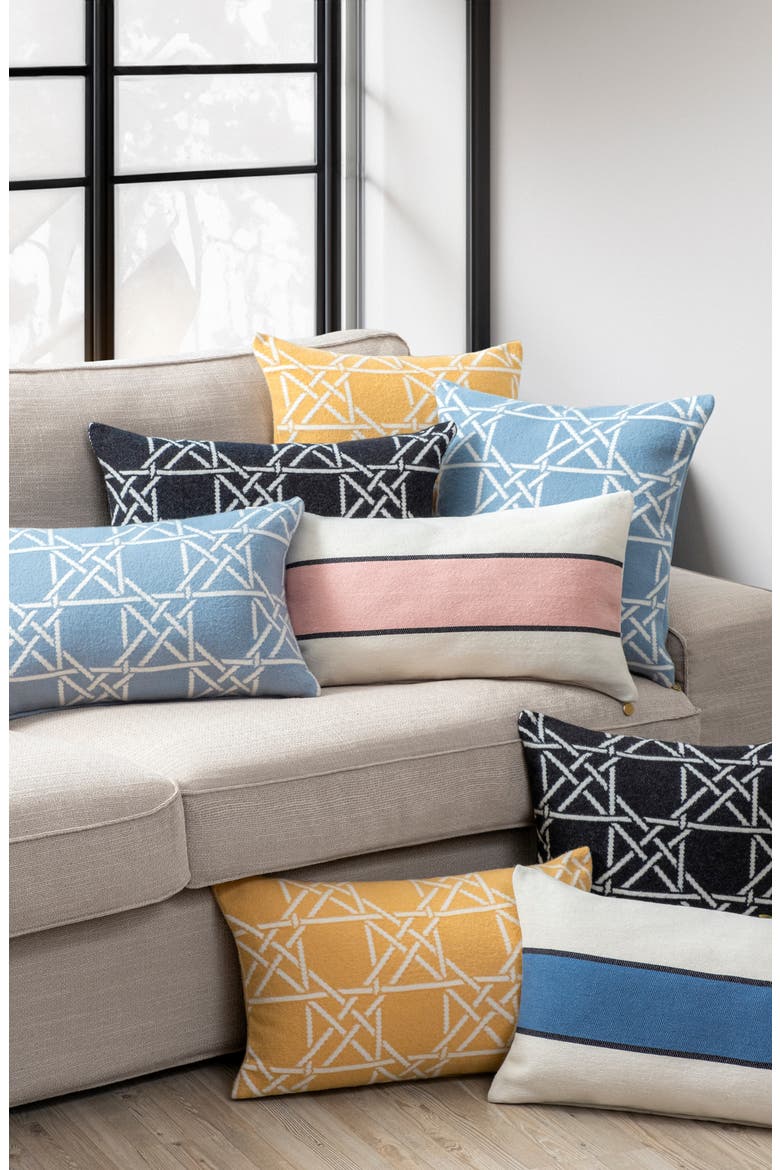 Lattice Work Decorative Lumbar Throw Pillow, Alternate, color, YELLOW