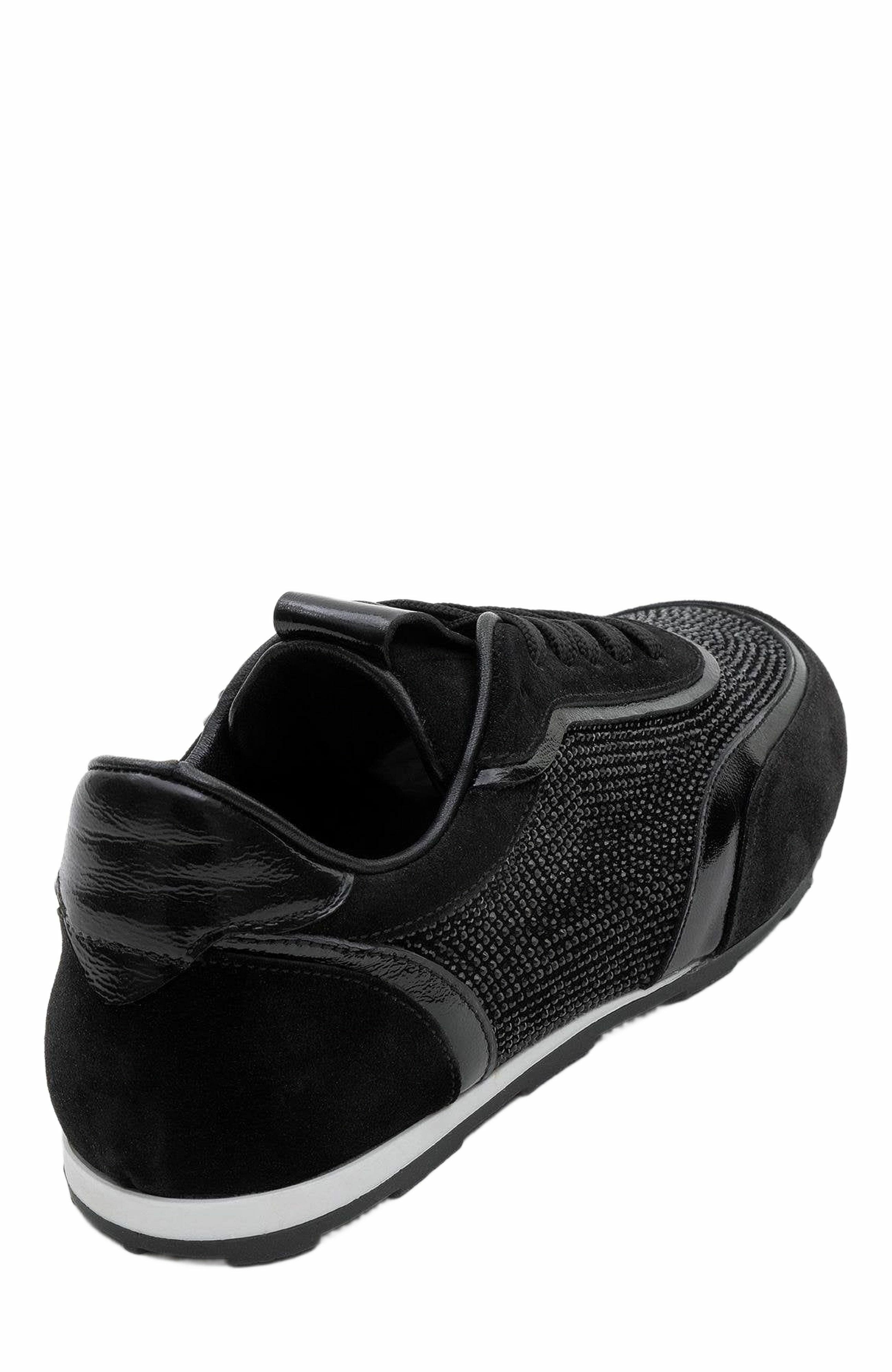 Forever & Always Shoes Bonia Rhinestone Suede Leather Sneakers, Alternate, color, Black Suede Leather
