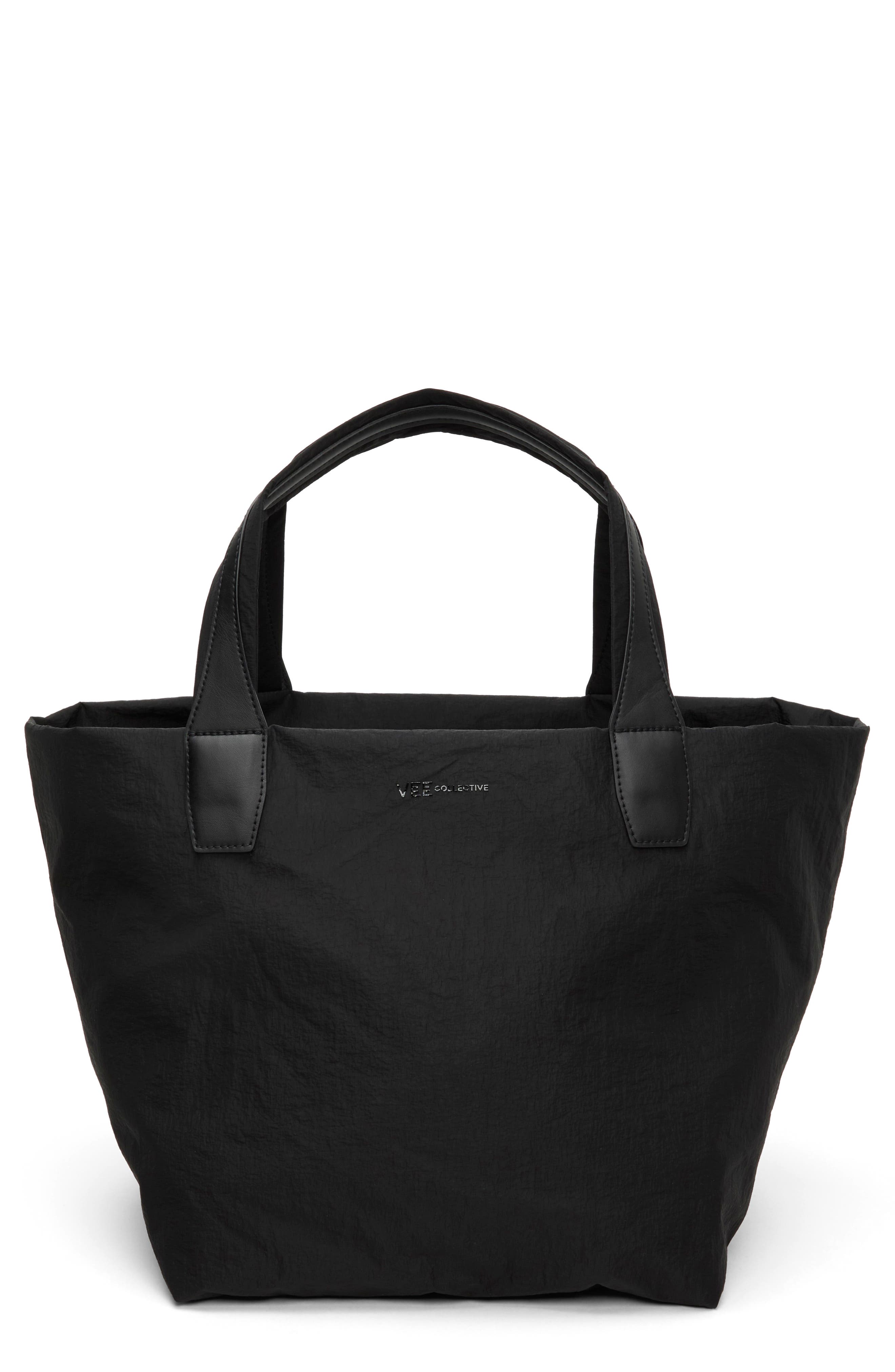 VeeCollective Medium Porter Essence Recycled Paper Nylon Tote, Main, color, Bk Paper Blk