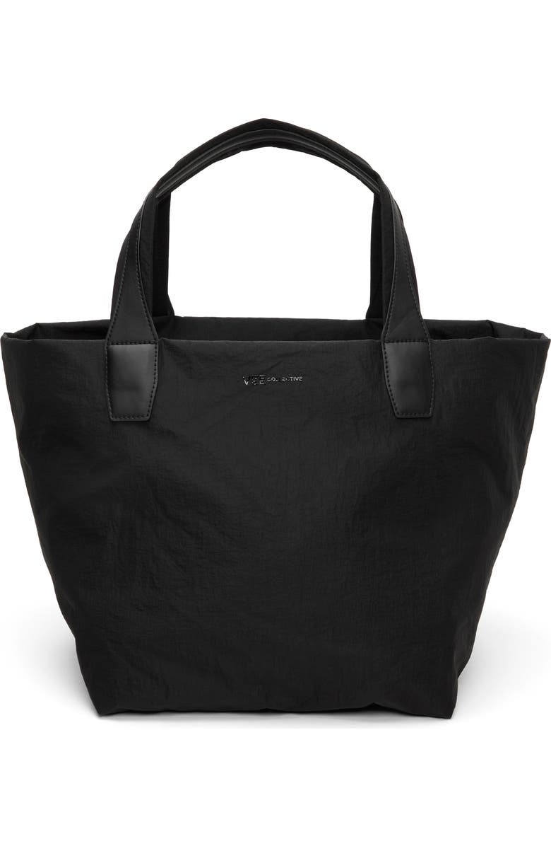 VeeCollective Medium Porter Essence Recycled Paper Nylon Tote, Main, color, Bk Paper Blk