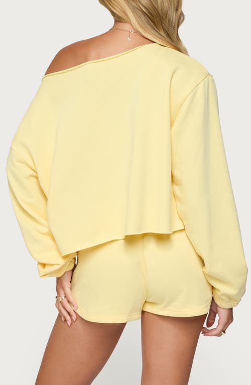 Edikted Kordelia One-shoulder Sweatshirt In Yellow